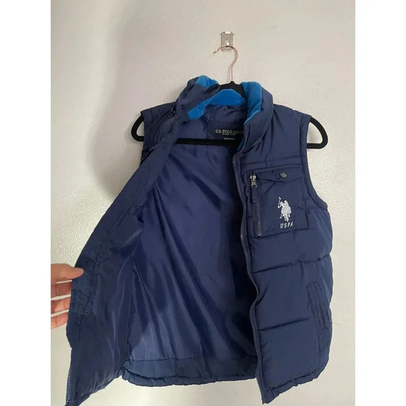 U.S Polo Assn. Boys Sleeveless Full Zip Up Mock Neck Puffer Vest Navy Blue 14/16 - Picture 3 of 6